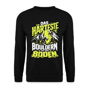 Härteste am Bouldern ist der Boden - Unisex Pullover - Schwarz - Vorne - Alina (178cm) & Michal (187cm)