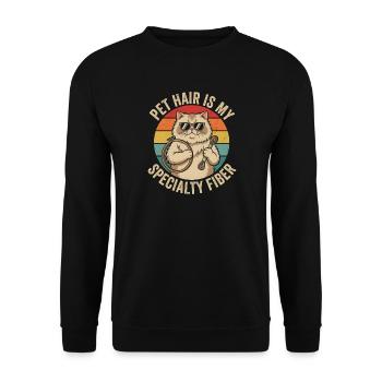 Haustierhaar-Spezialfaser-Lustige Katze - Unisex Pullover - Schwarz - Vorne - Alina (178cm) & Michal (187cm)