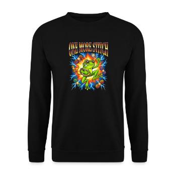 Noch ein Stich lustiger Froschblitz - Unisex Pullover - Schwarz - Vorne - Alina (178cm) & Michal (187cm)