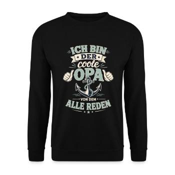 Der coole Opa von dem alle reden - Unisex Pullover - Schwarz - Vorne - Alina (178cm) & Michal (187cm)