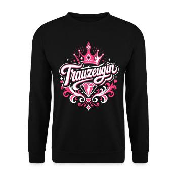 Trauzeugin Krone Hochzeit Braut - Unisex Pullover - Schwarz - Vorne - Alina (178cm) & Michal (187cm)