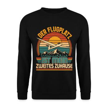 Flugplatz ist mein Zuhause Segler - Unisex Pullover - Schwarz - Vorne - Alina (178cm) & Michal (187cm)