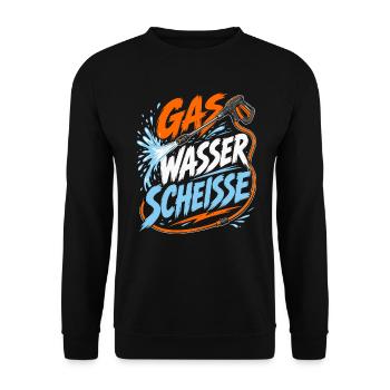 Gas Wasser Scheiße Klempner - Unisex Pullover - Schwarz - Vorne - Alina (178cm) & Michal (187cm)