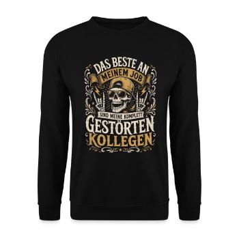 Beste am Job: gestörte Kollegen - Unisex Pullover - Schwarz - Vorne - Alina (178cm) & Michal (187cm)