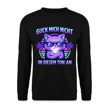 Guck Mich Nicht In Diesem Ton An Lustig Sprüche - Unisex Pullover - Schwarz - Vorne - Alina (178cm) & Michal (187cm)