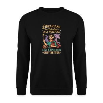 Librarians Are Fabulous And Magical Like A Unicorn - Unisex Pullover - Schwarz - Vorne - Alina (178cm) & Michal (187cm)