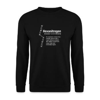 Hexanitrogen Stickstoff Allotrop Chemie Nerd N6 - Unisex Pullover - Schwarz - Vorne - Alina (178cm) & Michal (187cm)