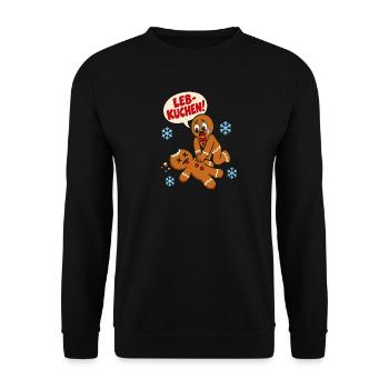 Leb-Kuchen – Weihnachten mit Humor - Unisex Pullover - Schwarz - Vorne - Alina (178cm) & Michal (187cm)