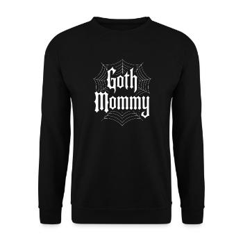 Goth-Mommy-Spinnennetz-Typografie - Unisex Pullover - Schwarz - Vorne - Alina (178cm) & Michal (187cm)