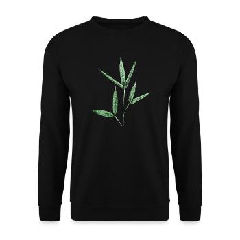 Bambus / Botanische Blätter -  - Unisex Pullover - Schwarz - Vorne - Alina (178cm) & Michal (187cm)