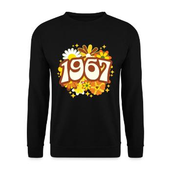 1967 60-jähriges Jubiläum Vintage-Frauenblumen - Unisex Pullover - Schwarz - Vorne - Alina (178cm) & Michal (187cm)