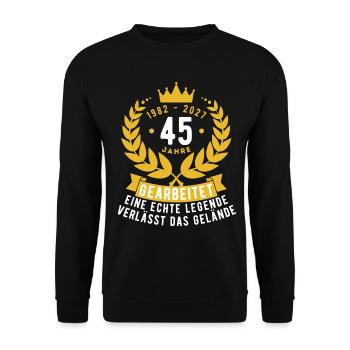 Rente 2027 nach 45 Jahre gearbeitet - Unisex Pullover - Schwarz - Vorne - Alina (178cm) & Michal (187cm)