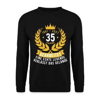 Rente 2027 nach 35 Jahre gearbeitet - Unisex Pullover - Schwarz - Vorne - Alina (178cm) & Michal (187cm)
