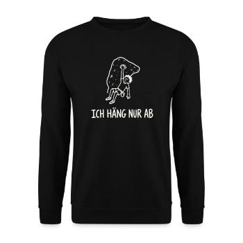 Ich häng nur ab – Bouldern Motiv - Unisex Pullover - Schwarz - Vorne - Alina (178cm) & Michal (187cm)