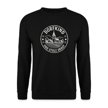 Dorfkind Stolz Dorfleben - Unisex Pullover - Schwarz - Vorne - Alina (178cm) & Michal (187cm)