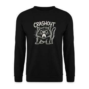 Crashout CartoonWut Katze - Unisex Pullover - Schwarz - Vorne - Alina (178cm) & Michal (187cm)