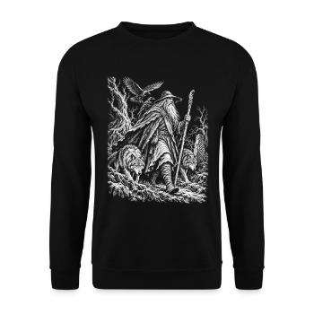 Odin – Der einsame Wanderer - Unisex Pullover - Schwarz - Vorne - Alina (178cm) & Michal (187cm)