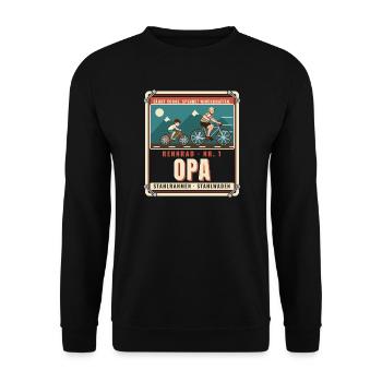 Rennrad Opa – Windschatten Radfahrer Opa Fahrrad - Unisex Pullover - Schwarz - Vorne - Alina (178cm) & Michal (187cm)