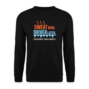 Sweat Now. Shiver Later. – Sauna & Eisbad - Unisex Pullover - Schwarz - Vorne - Alina (178cm) & Michal (187cm)