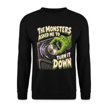 Psychobilly The Monsters Asked Me To Turn It Down - Unisex Pullover - Schwarz - Vorne - Alina (178cm) & Michal (187cm)