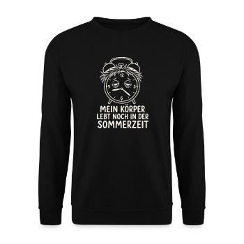 t0Körper lebt noch in der Sommerzeit - Unisex Pullover - Schwarz - Vorne - Alina (178cm) & Michal (187cm)