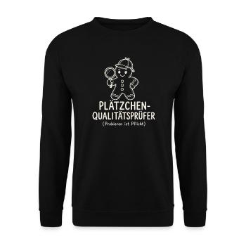 Plätzchen-Qualitätsprüfer Probieren ist Pflicht - Unisex Pullover - Schwarz - Vorne - Alina (178cm) & Michal (187cm)