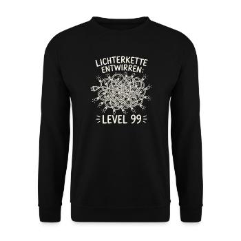 Lichterkette entwirren Level 99 - Unisex Pullover - Schwarz - Vorne - Alina (178cm) & Michal (187cm)