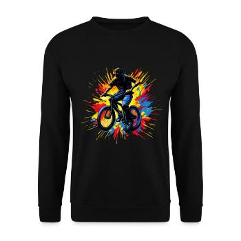 BMX Fahrer Vintage Retro Hobby Sport Fahrrad Shirt - Unisex Pullover - Schwarz - Vorne - Alina (178cm) & Michal (187cm)