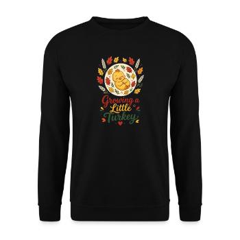 Growing a Little Turkey – Thanksgiving Pregnancy - Unisex Pullover - Schwarz - Vorne - Alina (178cm) & Michal (187cm)