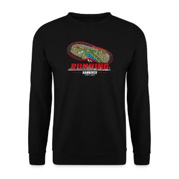 Running Hannover Laufschuh Stadtkarte - dunkel - Unisex Pullover - Schwarz - Vorne - Alina (178cm) & Michal (187cm)