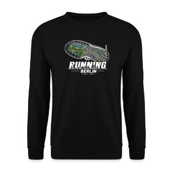 Running Berlin Laufschuh Stadtkarte - dunkel - Unisex Pullover - Schwarz - Vorne - Alina (178cm) & Michal (187cm)