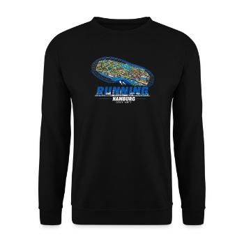 Running Hamburg Laufschuh Stadtkarte - dunkel - Unisex Pullover - Schwarz - Vorne - Alina (178cm) & Michal (187cm)