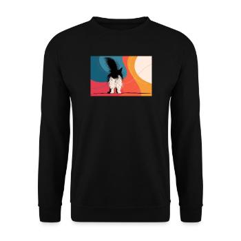 Katze von hinten - Unisex Pullover - Schwarz - Vorne - Alina (178cm) & Michal (187cm)