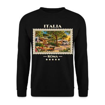 Italien Rom Camping Vintage Reisemarke - Unisex Pullover - Schwarz - Vorne - Alina (178cm) & Michal (187cm)