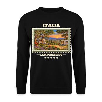 Italien Lamporecchio Camping Vintage Reisemarke - Unisex Pullover - Schwarz - Vorne - Alina (178cm) & Michal (187cm)