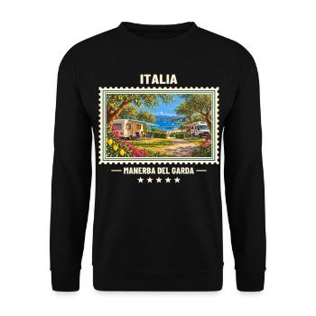 Italien Manerba del Garda Camping Vintage Marke - Unisex Pullover - Schwarz - Vorne - Alina (178cm) & Michal (187cm)