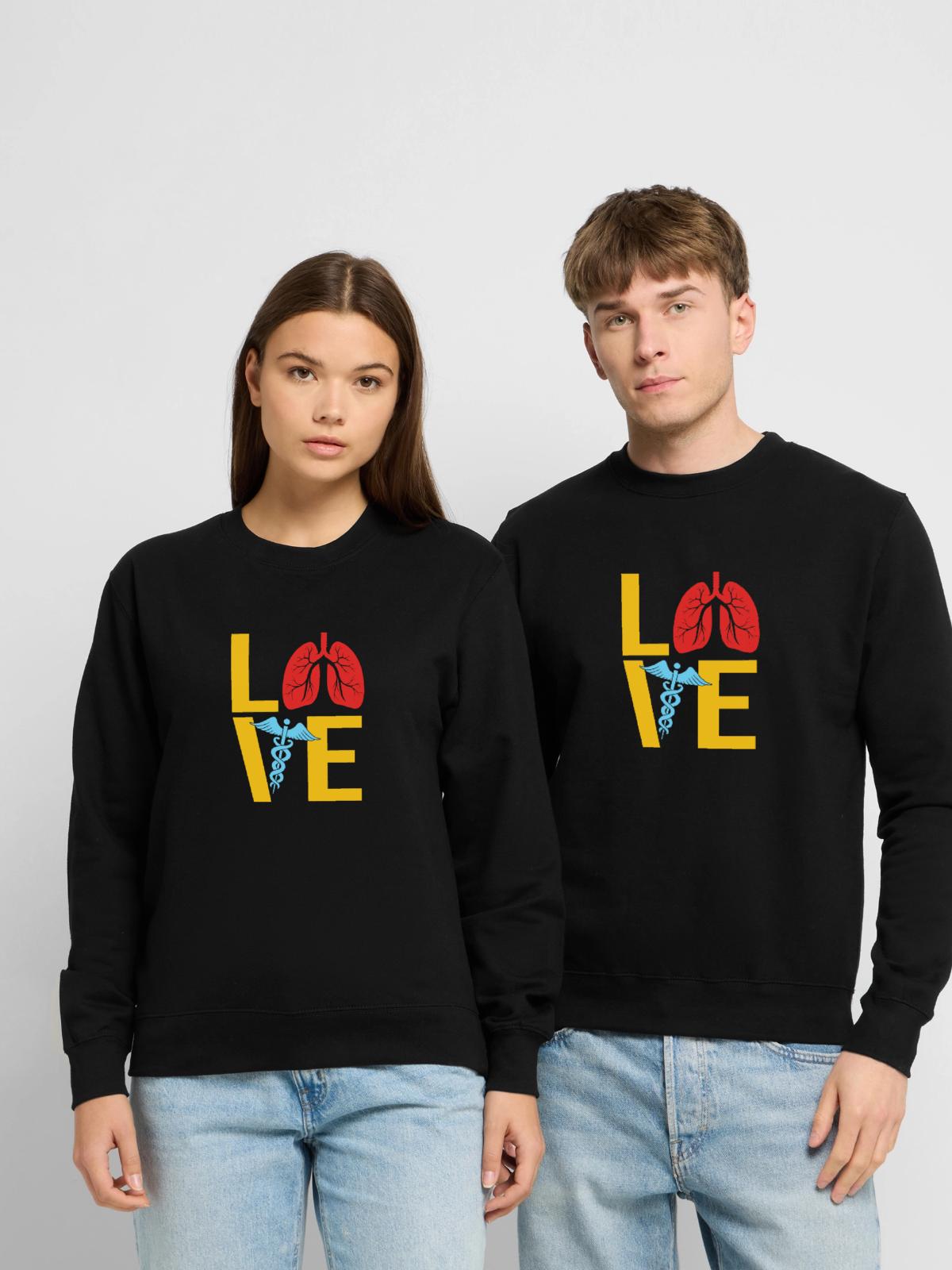 Atmung Atmen Sauerstoff - Unisex Pullover - Schwarz - Vorne - Alina (178cm) & Michal (187cm)