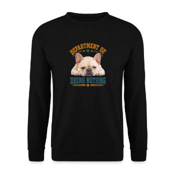 Department Of Doing Nothing Französische Bulldogge - Unisex Pullover - Schwarz - Vorne - Alina (178cm) & Michal (187cm)