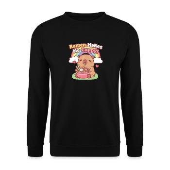 Süßes Kapybara, das Nudeln isst, Ramen macht mich nervös - Unisex Pullover - Schwarz - Vorne - Alina (178cm) & Michal (187cm)