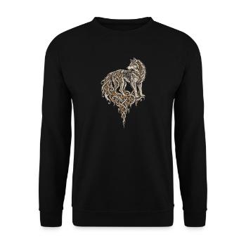 Odin auf dem Hochsitz im Runenkreis - Unisex Pullover - Schwarz - Vorne - Alina (178cm) & Michal (187cm)