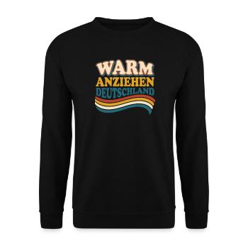 Warm anziehen Deutschland Retro Winter - Unisex Pullover - Schwarz - Vorne - Alina (178cm) & Michal (187cm)