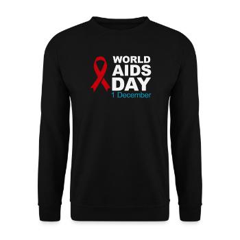 Rotes Band-Emblem zum Welt-AIDS-Tag - Unisex Pullover - Schwarz - Vorne - Alina (178cm) & Michal (187cm)