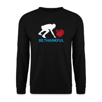 Sei dankbar, Harvest Silhouette - Unisex Pullover - Schwarz - Vorne - Alina (178cm) & Michal (187cm)