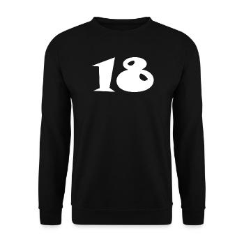 18. 18 JAHRE ALT. 18-JÄHRIGES JUBILÄUM. 18. GEBURTSTAG. - Unisex Pullover - Schwarz - Vorne - Alina (178cm) & Michal (187cm)