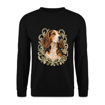Beagle-Quilling – Hundeporträt - Unisex Pullover - Schwarz - Vorne - Alina (178cm) & Michal (187cm)