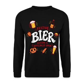 Festive Bier Season Weihnachten Bier lustig - Unisex Pullover - Schwarz - Vorne - Alina (178cm) & Michal (187cm)