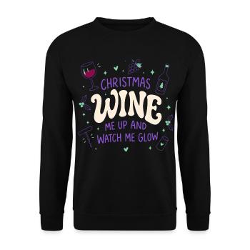 Christmas Wine Me Up Wein Weihnachten lustig - Unisex Pullover - Schwarz - Vorne - Alina (178cm) & Michal (187cm)