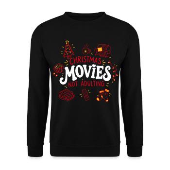 Weihnachtsfilme statt Erwachsensein lustig - Unisex Pullover - Schwarz - Vorne - Alina (178cm) & Michal (187cm)