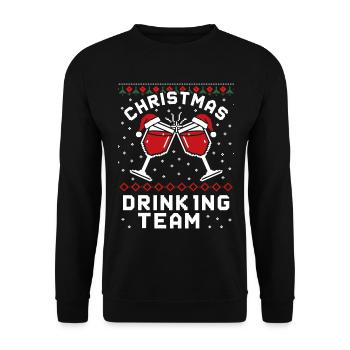 Christmas Drinking Team 8 Bit Weihnachtsparty - Unisex Pullover - Schwarz - Vorne - Alina (178cm) & Michal (187cm)