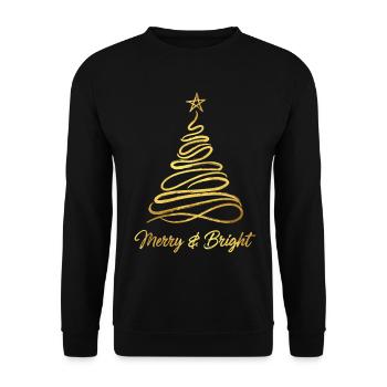 Eleganter Weihnachtsbaum in Gold Weihnachtsmotiv - Unisex Pullover - Schwarz - Vorne - Alina (178cm) & Michal (187cm)